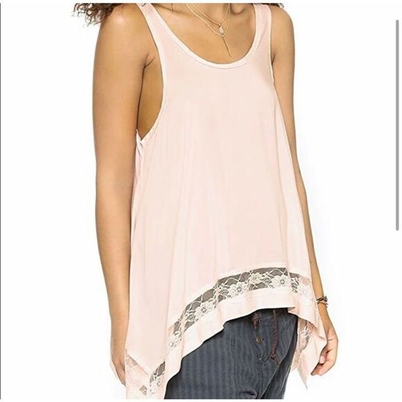 Free People Outlined High Low Cami in Shell Pink S - Picture 2 of 3